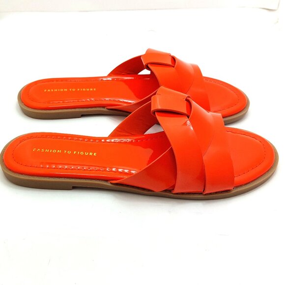 Fashion To Figure Women Tiana Flat Sandal - Wide Width Slide Sandals - Size 7.0 - Picture 3 of 10